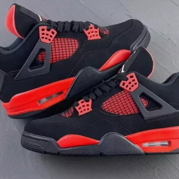 Nike Air Jordan 4 Retro Red Thunder  Men Basketball Shoes - Picture 3 of 6